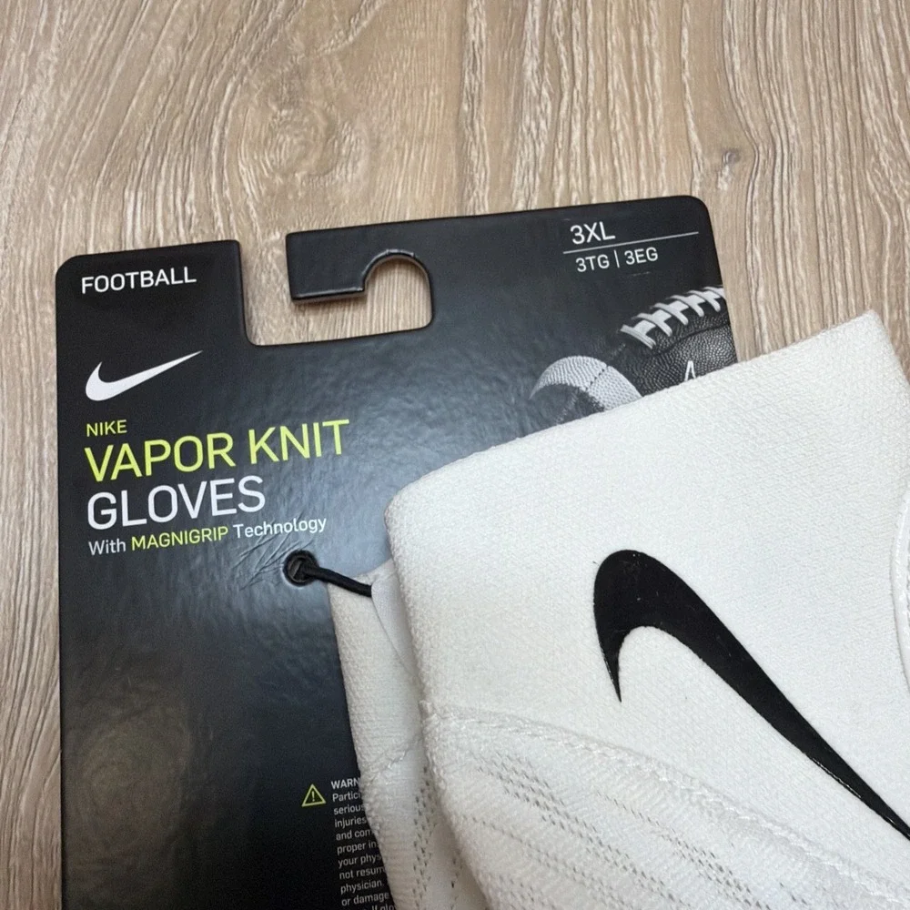 Nike Vapor Knit 4.0 Football Gloves White Black Men's Size 3XL DX4529-102 NEW